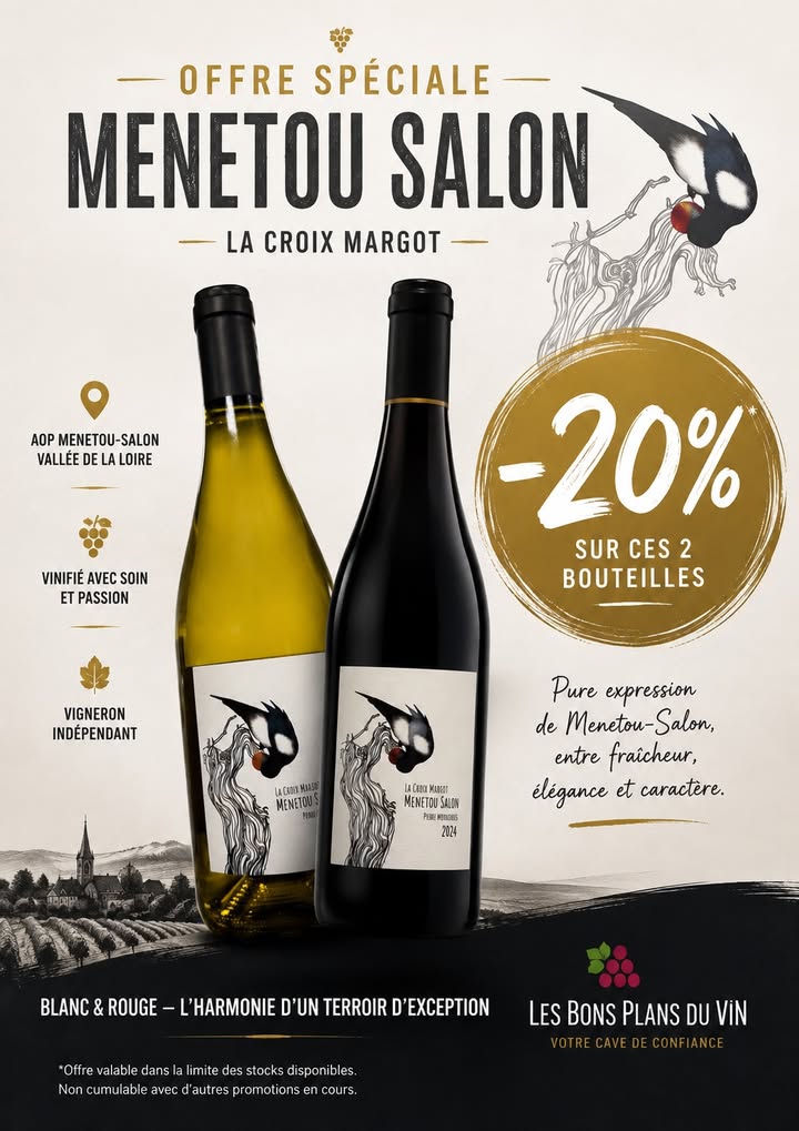PROMOTION 20 sur les bouteilles de MENETOU SALON BLANC ET ROUGE 1 1537675311707958 - Pont l'Abbé Quimper PROMOTION 20 sur les bouteilles de MENETOU SALON BLANC ET ROUGE 1 1537675311707958 - Pont l'Abbé Quimper