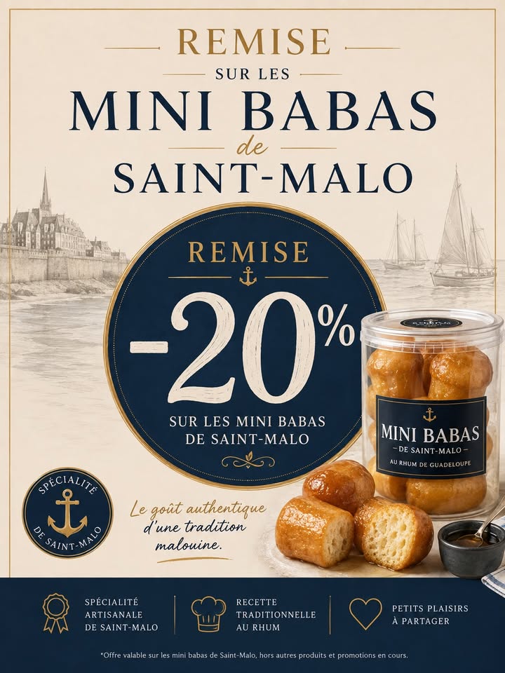 Remise de 20 sur les mini babas Rhum 1 1550628857079270 - Pont l'Abbé Quimper Remise de 20 sur les mini babas Rhum 1 1550628857079270 - Pont l'Abbé Quimper